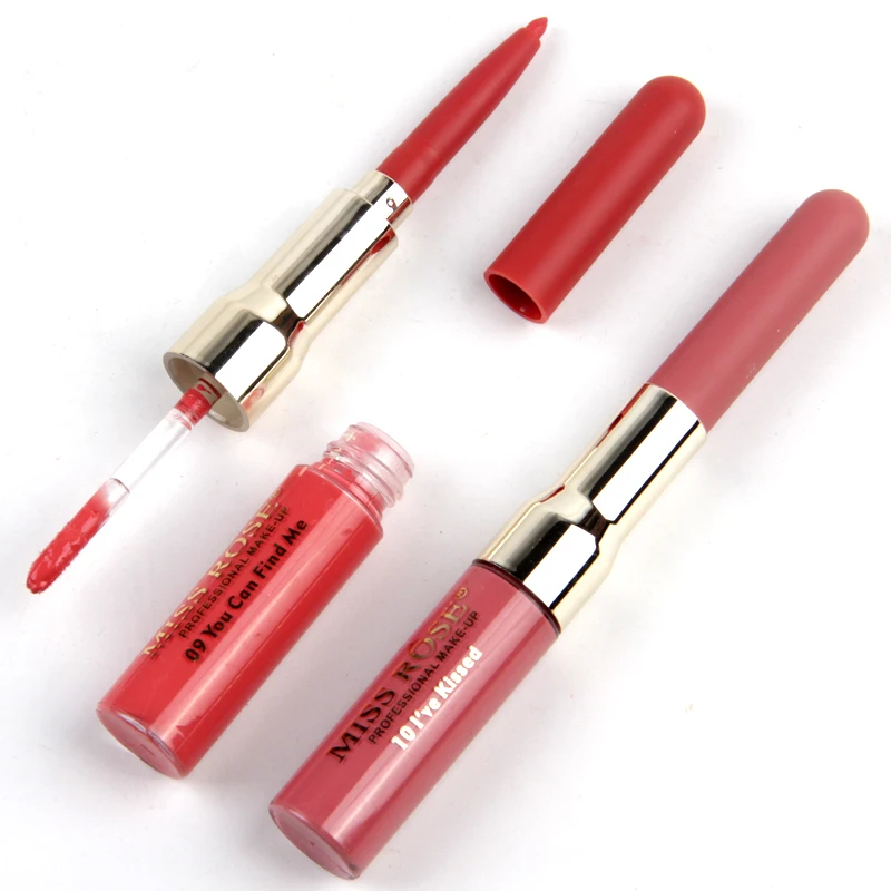 RTS MISS ROSE 12 colors pigmented Long lasting Waterproof Lip gloss matte vegan Moisturizing 2 in 1 lip gloss and lip liner