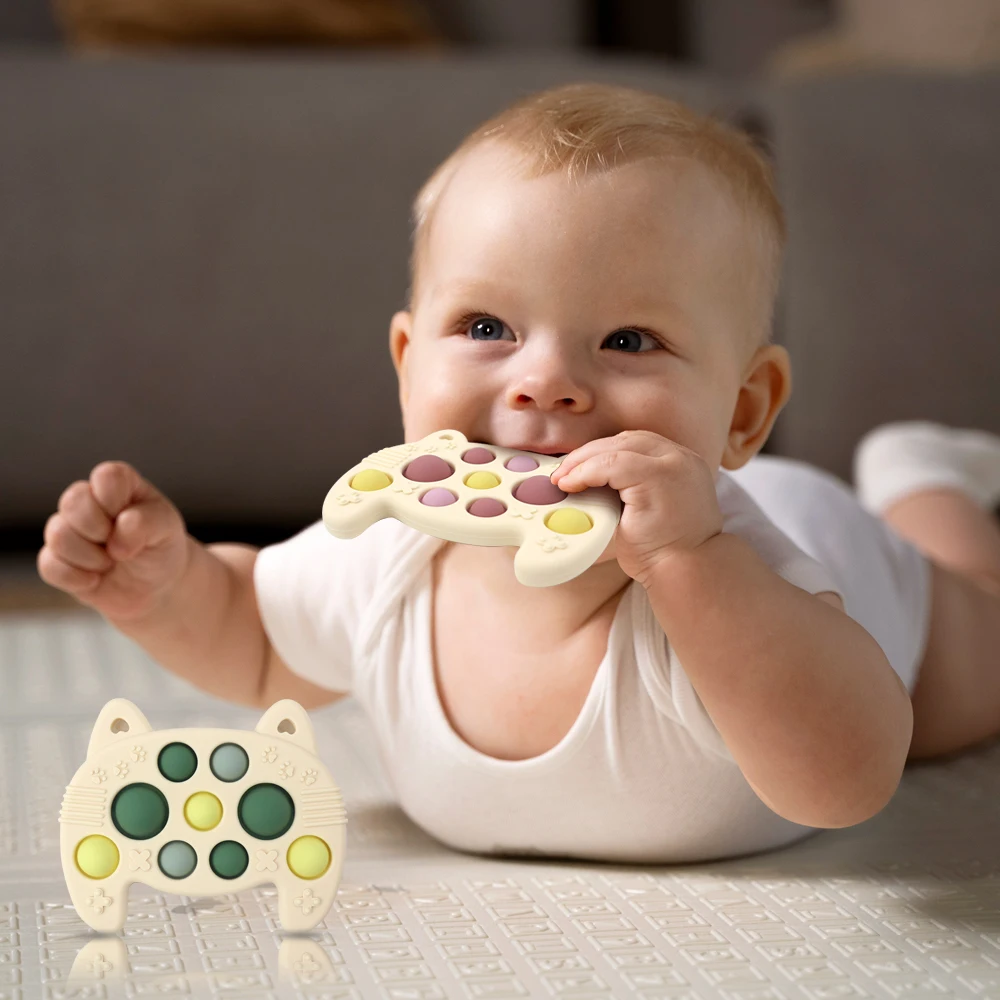 Custom Funny Cute BPA Free Kids Teething Toy Game Remote Sensory Teether Baby Silicone