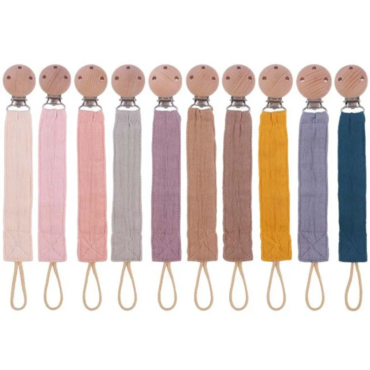 New safe cotton multi - color baby pacifier anti - lose chain pacifier clip baby cotton pacifier chain wood clip