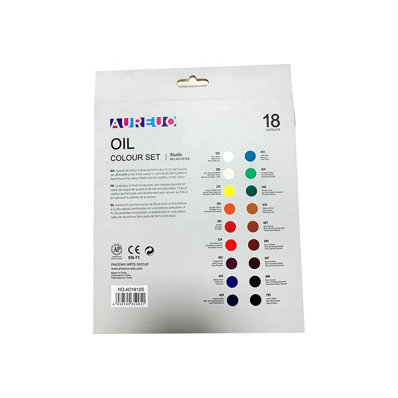 AUREUO Factory Supply Pure Colour 18 Color 12ml Aluminum Tube Art Oil Paint Set