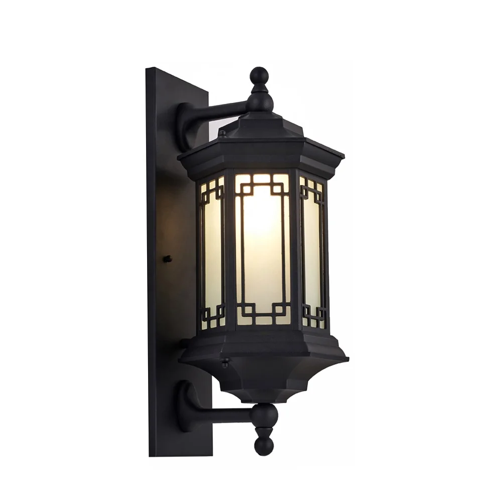 Европейский наружный фонарь черный со скошенным стеклом настенный светильник шестисторонний литой алюминиевый