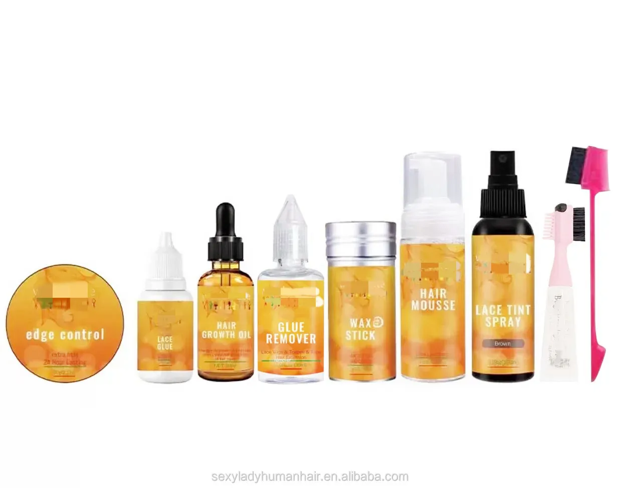 Private Label Waterproof Extreme Hold Invisible Hair Glue Safety Super Lace Wig Adhesive wig cap edge brush set