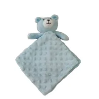 Customized Baby Security Blanket Soft Plush Stuffed Animal Head Towel Knitted Square Cartoon Pattern Hotel Use Cuddle Cloth