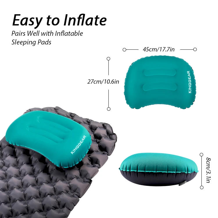Waterproof Airplane Camping Sleep Soft Neck Support 50D Micro Fiber Inflatable Touris Pillow Cooling Foldable Inflatable Pillow