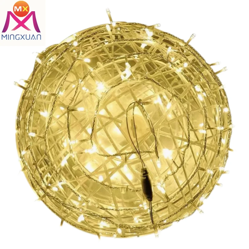 Ball Lamp 40CM Rattan Globe LED Hanging Tree Outdoor Waterproof Barbed Wire Garden Wedding Holiday Festival