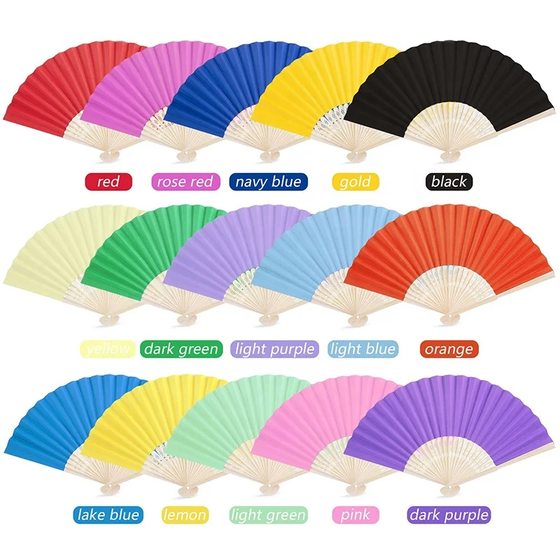 Held Paper Fans Handheld Folded Fan for Church Wedding Gift Party Favors DIY Decoration Bamboo Folding Fans