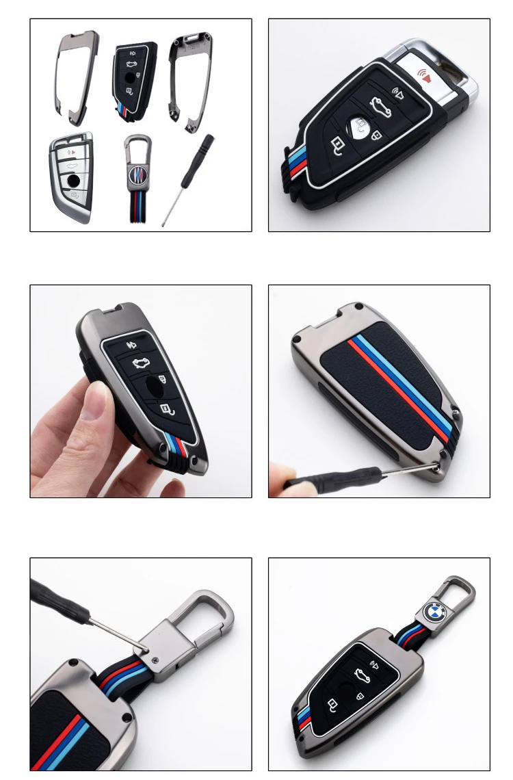 Factory Direct Custom Logo Car Key Holder High-End Buckle Protective 3 Button Remote Car Key Cover For BMWBMW