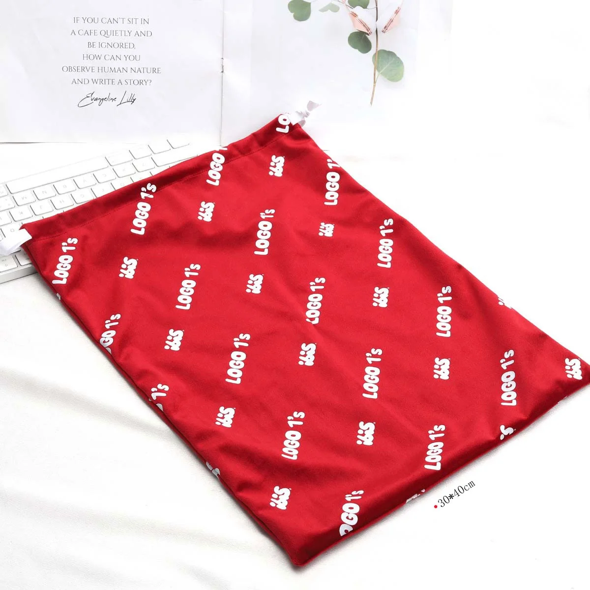 Custom Full Screen Printed Large Velvet Dust Shopping Shoe Bag Luxury Soft Flannel Clothing Storage Packaging Velvet Pouch Bags