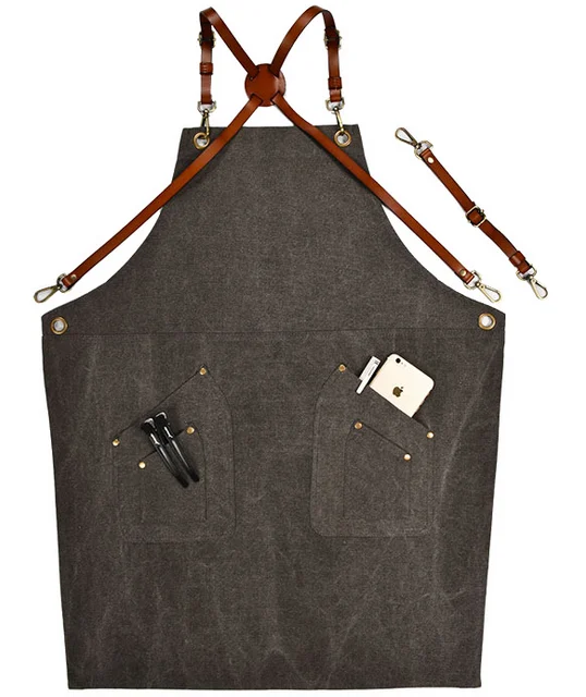 Leather denim canvas work apron custom logo