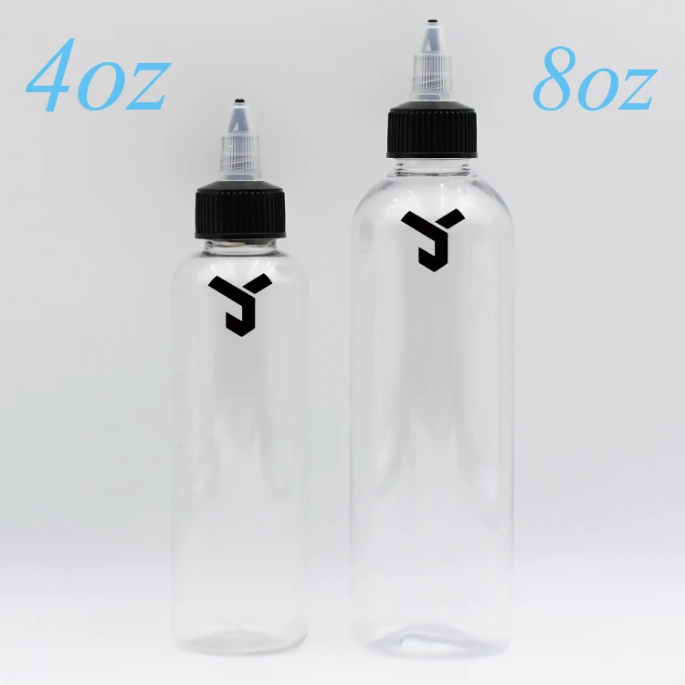 Custom 4oz 120ml 8oz 240ml Plastic PET Sauce,lube,Squeeze liquid bottle with 24/410 24mm Plastic PP Twist Top Screw Caps Lids