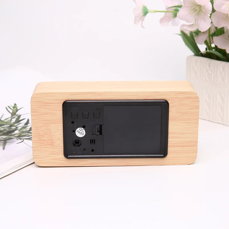Wood LED  alarm clock USB charging digital display electronic alarm clock Fashion wood Clock decoration