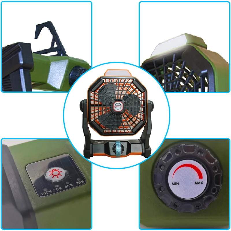 Small Outdoor Desk Usb Rechargeable Portable Multifunctional Camping Fan With Light