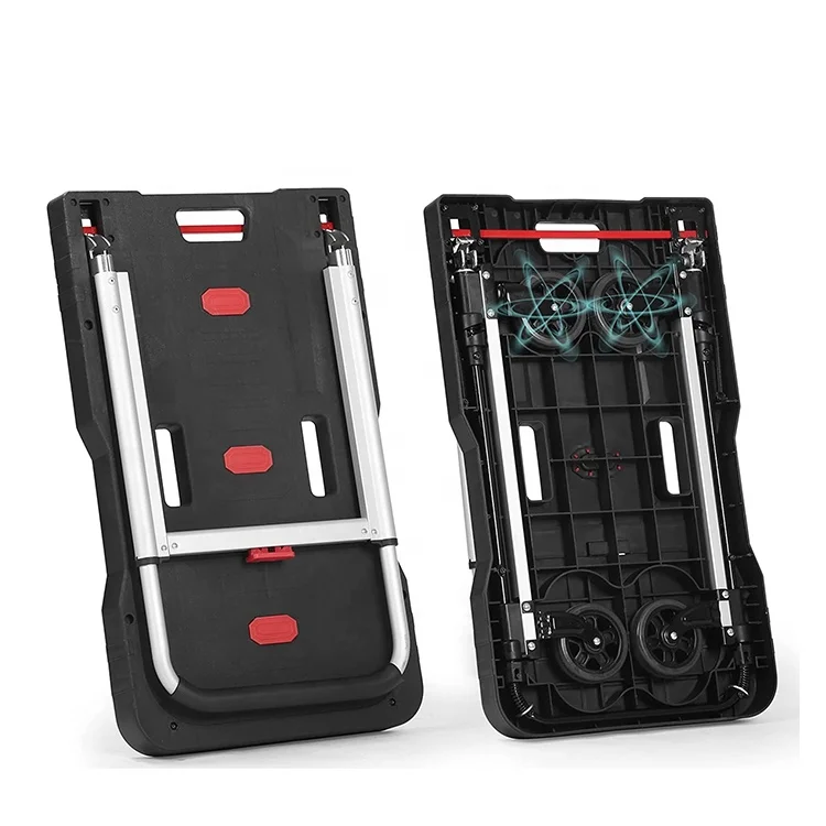 330lbs Multi-purpose design plastic Platform hand Truck four wheel can foldable home use Hand cart 150kg easy taken store Flatbe