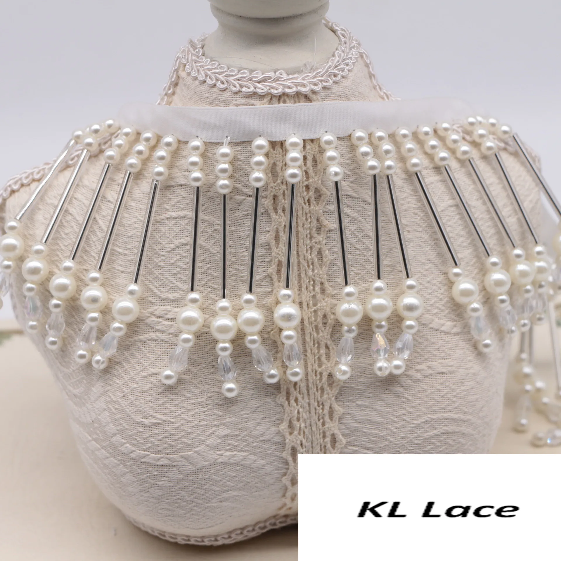 Width 3-20 cm Red white black Glass Crystal Pearl Tassel Fringe lace ribbon for Stage Wear Party dress Curtain cheongsam