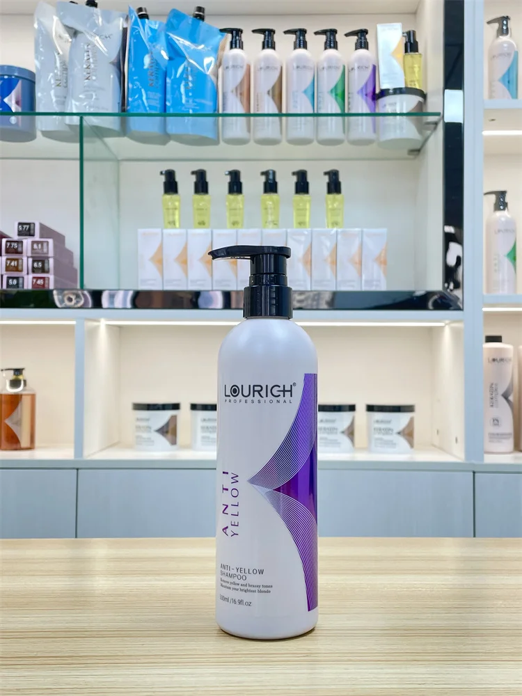 Private Label Lourich Professional Purple Toner Shampoo Hair Color Care Anti Brassy Anti-yellow Purple Shampoo 500ml