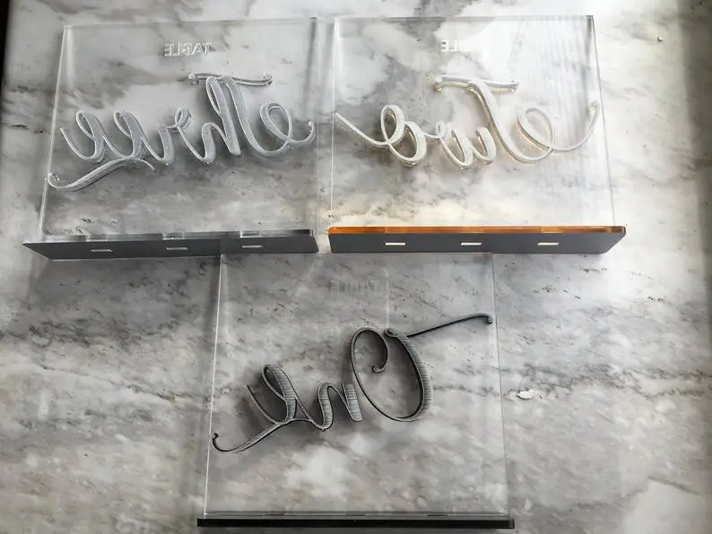 2021 Freestanding Table Signs Gold Mirror Clear Acrylic Place Card Standing Weeding Laser Cut