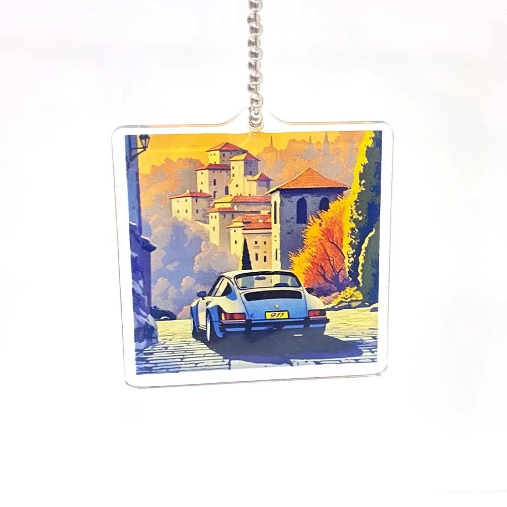 Custom acrylic pendant Key Chain double sides printing phone charms plastic keychain with epoxy glitter