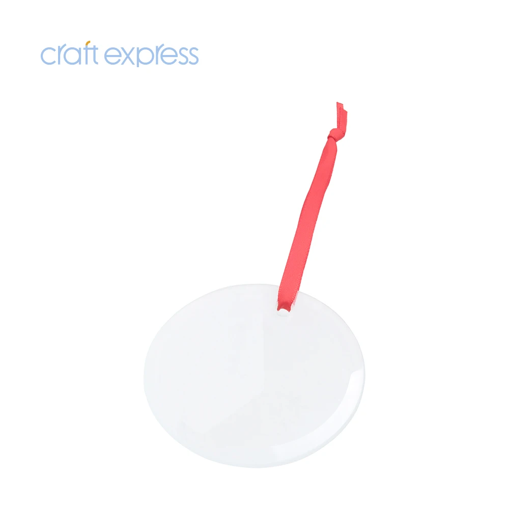 Craft Express Promotion Custom Gift Christmas Tree Circle Decoration Ornament Supplies Clear Glass Sublimation Ornament