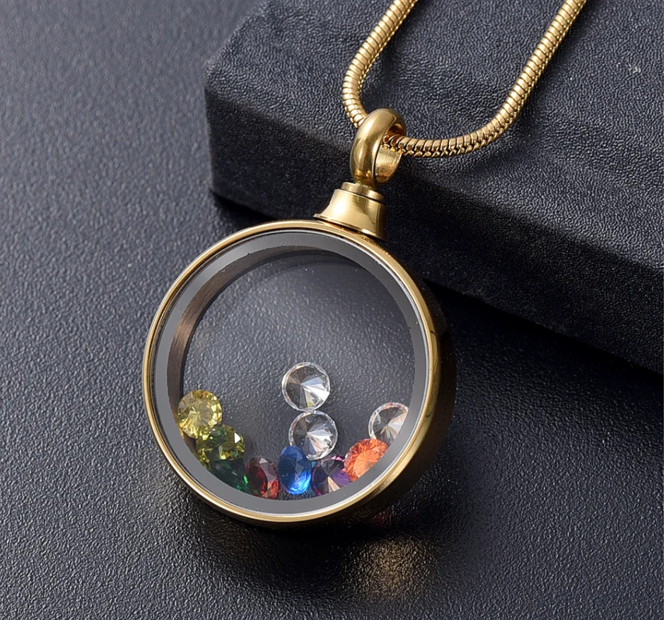 Cremation Jewelry For Ashes Glass Inside Colorful Birthstone Memorial Pendant Necklace Best Keepsake Gift Jewellery For Women
