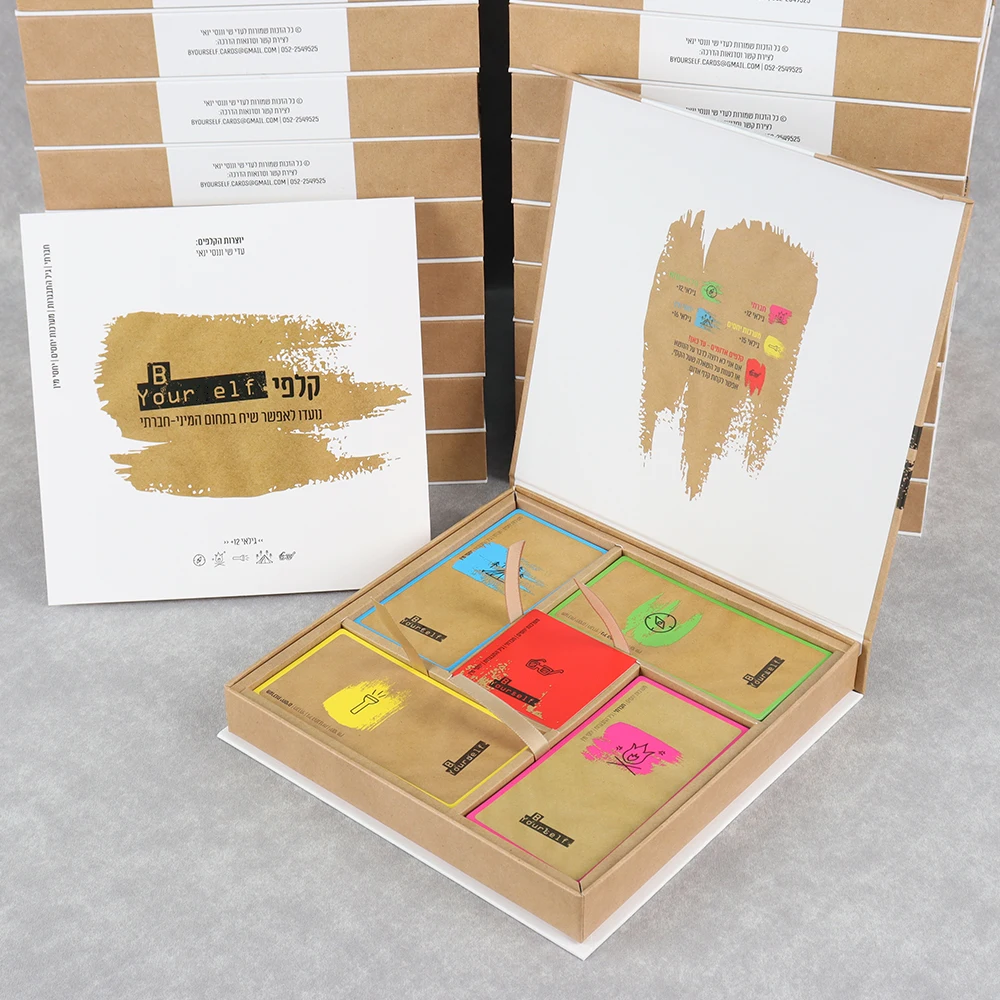 Luxury book shaped magnetic closure foldable folding paper cardboard playing cards board game set gift packaging box wholesale