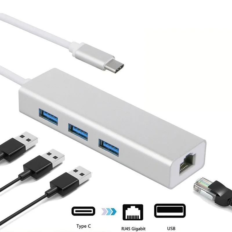 type-c to 100M network card converter usb hub with usb hub c to rj45 network port hub