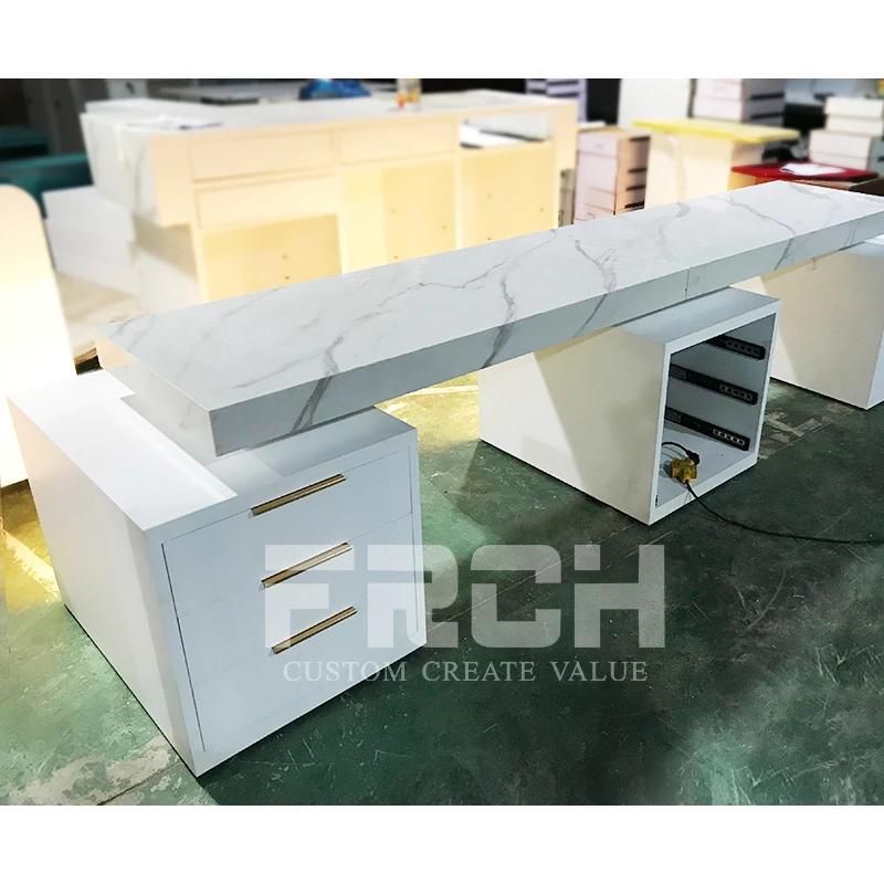 Custom Design Wood  Nail Table Manicure Table Modern Luxury Nail Salon Tables With Drawers