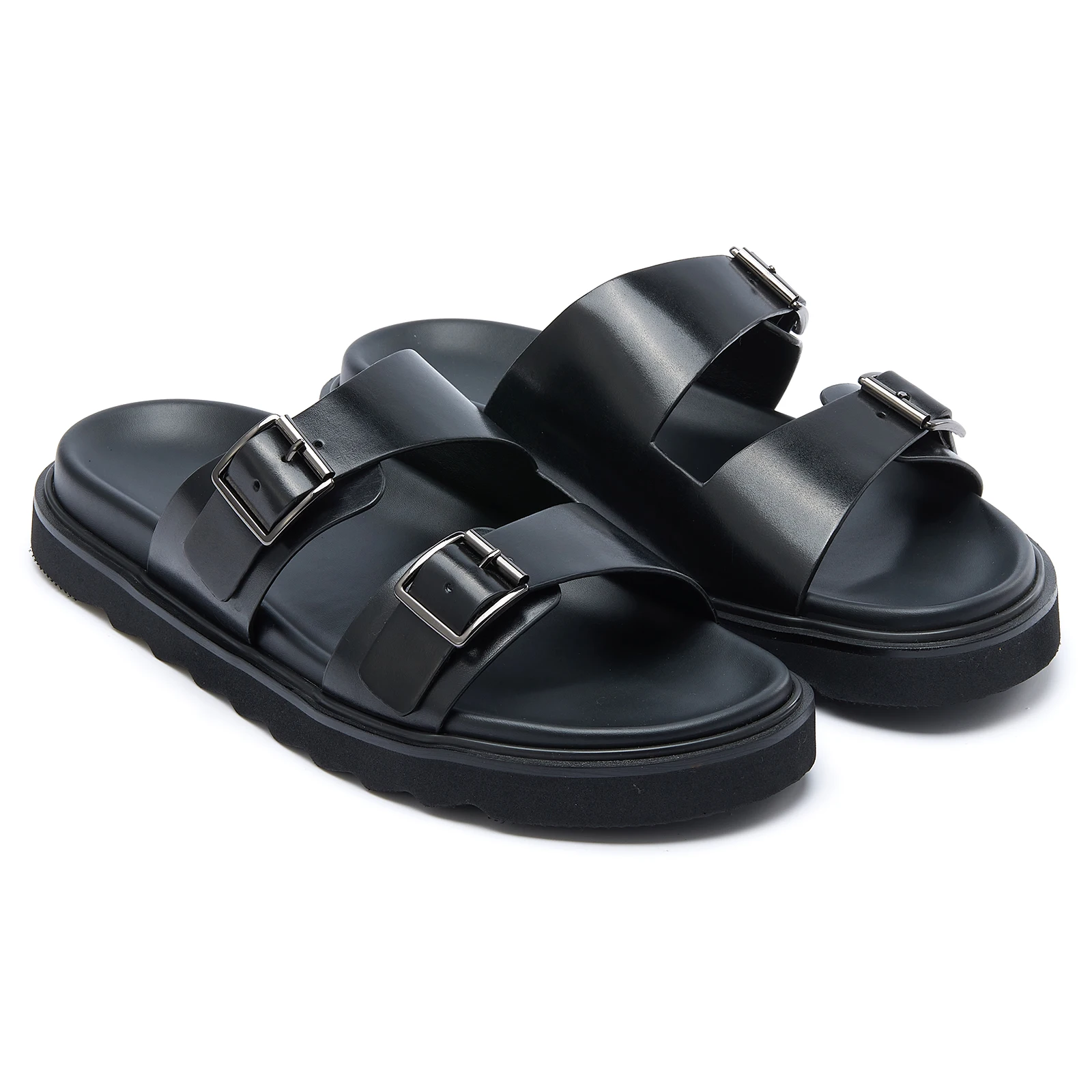 Trendy Genuine Leather Sandals Comfortable Non-slip Slippers Top Layer Cowhide Vamp EVA Outsole Comfortable Mens Casual Shoes