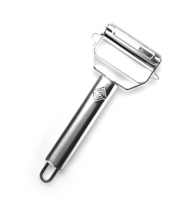 Custom Multifunctional Adjustable Sharp Manual Stainless Steel Blade Dual Julienne Fruit Vegetable Peeler