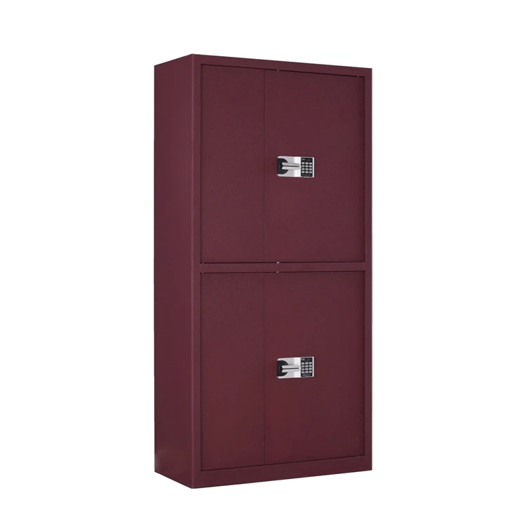 Wine Red Electronic Coded Lock Steel File Cabinet With Drawers