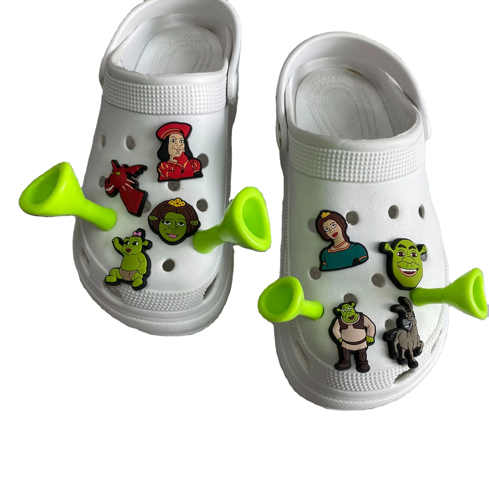 2022 New Arrival Anime Cartoon Shrek 3D Ears Croc Shoes Charms for Kids Shoe Decoration Wholesale PVC Party Gifts Charm