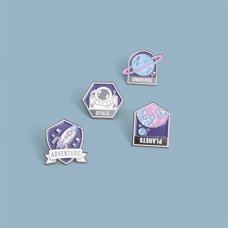 Space Astronaut Badge Planet Rocket Space Station Bag Brooch