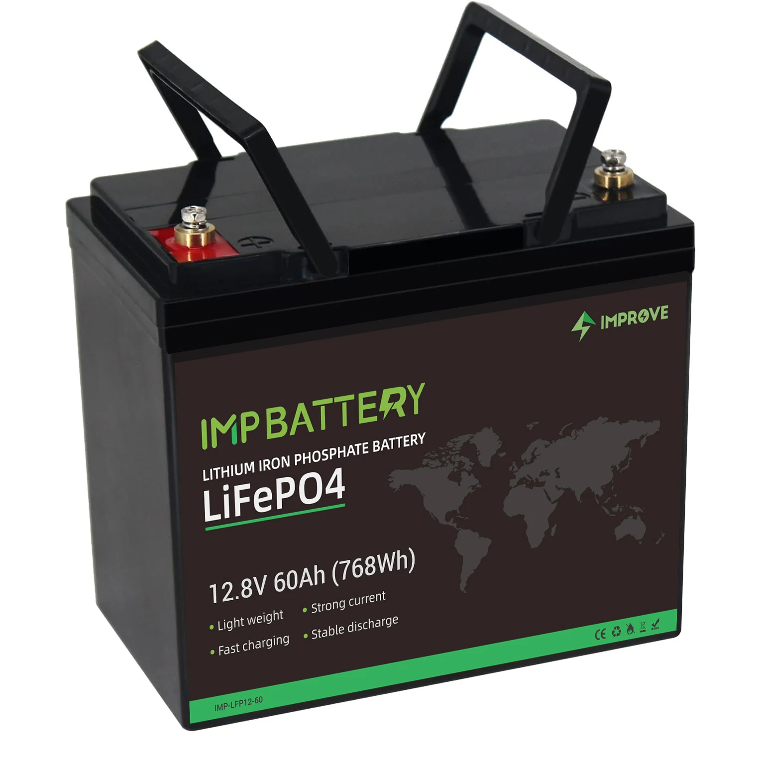 IMPROVE Rechargeable LIFEPO4 12V 6AH 10AH 12AH  25AH 30AH Lithium Ion Battery for Camping Car Storage Battery