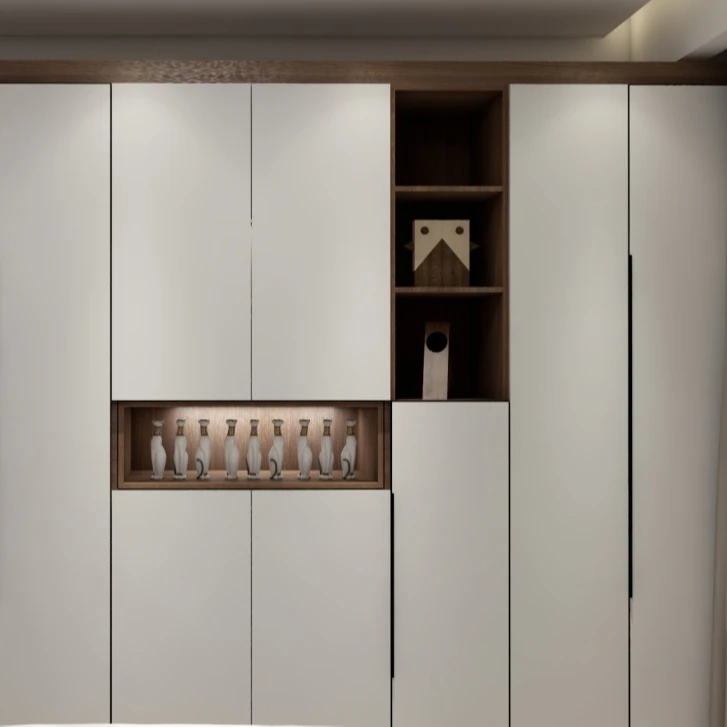 Grey Mini wardrobe bedroom furniture open wardrobe modern 6 door wooden wardrobe