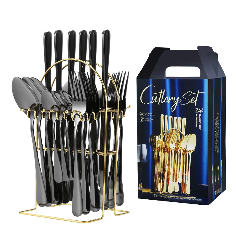 24pcs high quality kits dishwasher safe flatware fork knife spoon stainless steel cutlery set