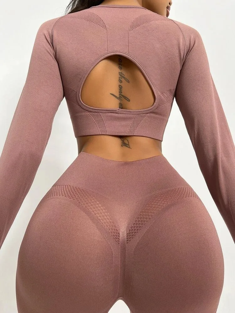 Seamless Ladies Solid Color Fitness Wear High Waist Legging Sportswear Sport Outfit Workout Clothes for Women Gym Yoga sets