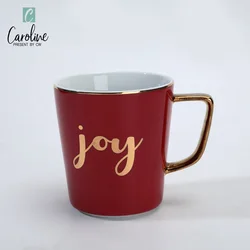 Merry Christmas Decal Gold Ceramic Modern Porcelain Coffee Cup Mugs