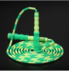 Beaded Jump Rope Rainbow Cord All White Segmented Long Handle Fitness Plastic Bead Jump Rope