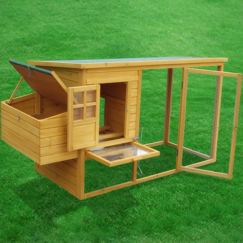 Wood Chicken Coop With Run Chicken Broiler Yellow House Cage Indoor Laying Hens Chicken House Trusses For Sale