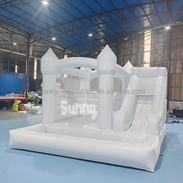 wedding Bouncer Jumper Inflatable Moon Jumping Bounce House White Bouncy Castle with slide and ball pit White Bounce House