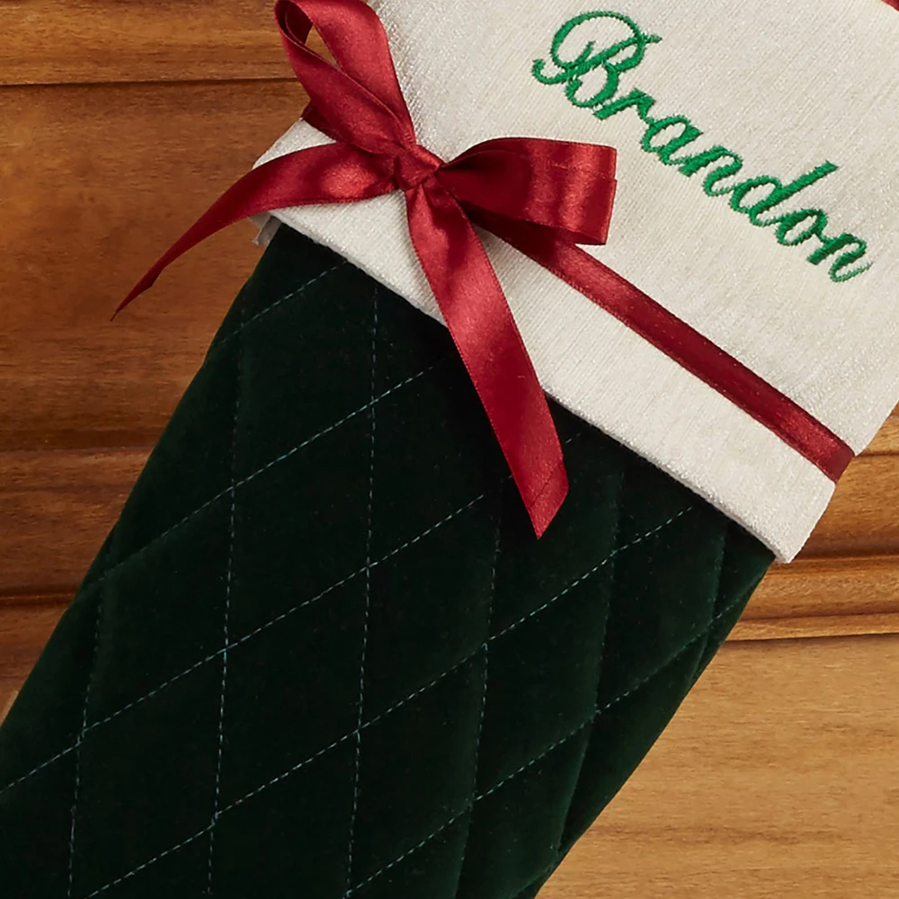 Wholesale Custom Kids Candy Storage Embroidery Santa Velvet Luxury Christmas Stocking