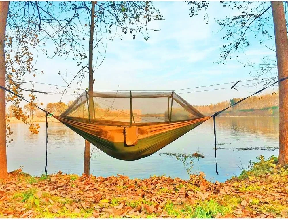 Camping Hammock With Mosquito Net Double & Single Lightweight Portable Hammocks With Tree Straps Parachute Hammock