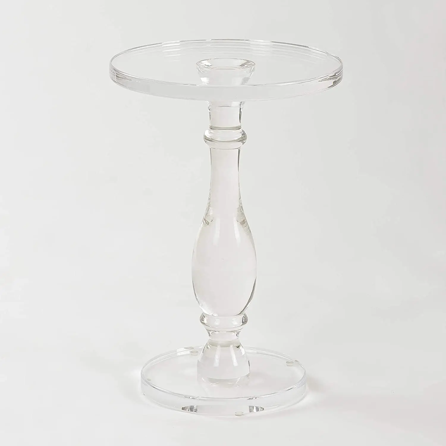 Acrylic End Table Acrylic Side Table Modern Nightstand with Clear Small Round Top and Solid Post 13.5x13.5x19.5 High inches