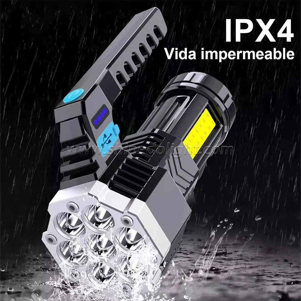 LED Portable Handheld Flashlight with built-in USB rechargeable battery for emergency camping lighting at night