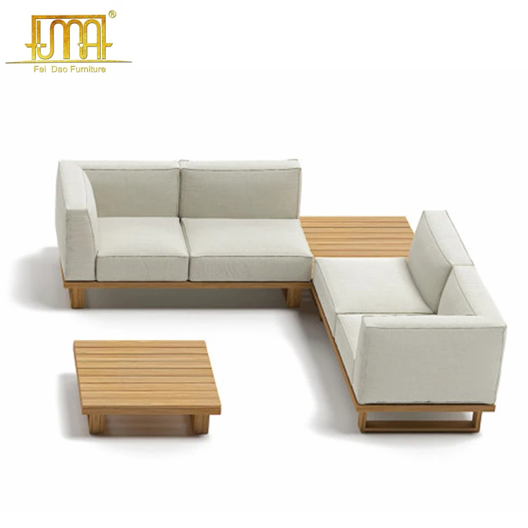 Outdoor furniture fabric material wooden hotel living room and garden sofa