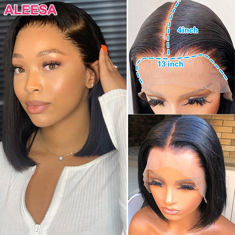 Aleesa Cheap Human Hair wigs Short Bob Wig, Raw Brazilian Curly Bob Hair Wig, Lace Front Short Human Hair Wigs For Black Women