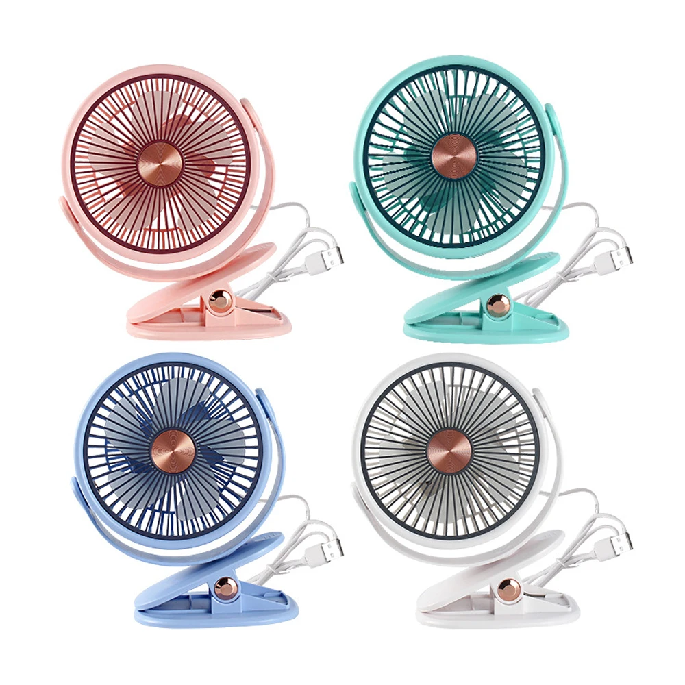 USB rechargeable desktop clip fan three-speed wind power mute office desktop small electric fan