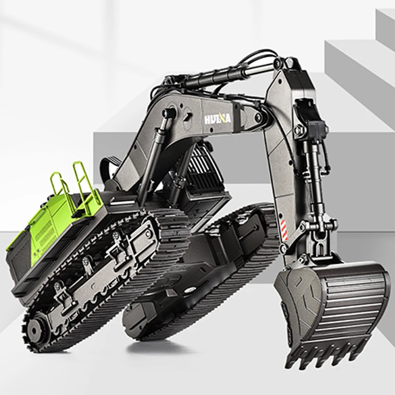 Экскаватор Huina 1593 1/14 RC 22CH вращающийся сплав зеленый пульт дистанционного управления игрушечный грузовик с винтовым приводом двухпутный инженерный автомобиль