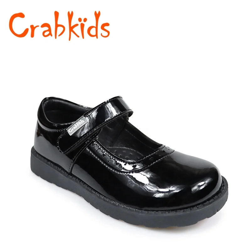 Crabkids Wholesale New Design Fashion Beautiful Black Patent Leather Casual Little Kids Girls Dress Shoes