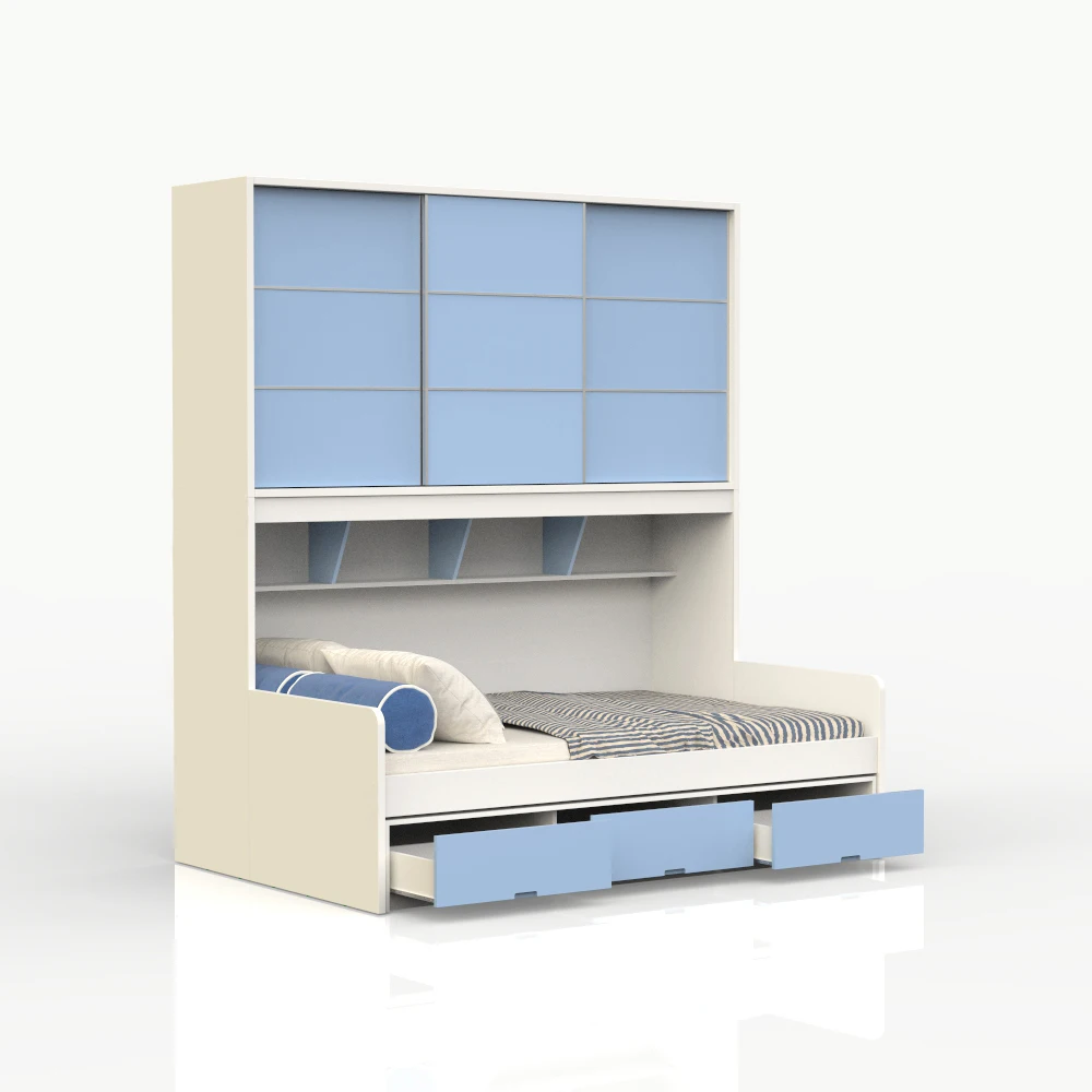 Factory Customization Nice Design Wooden Bedroom Furniture Single Double Children Kids 	Adult pull-out bed for Home Hotel