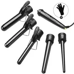 5 In 1 Clip Hair Iron Curls Anti-Scalding Hair Curling Iron Professional LCD Display Hair Curler Set